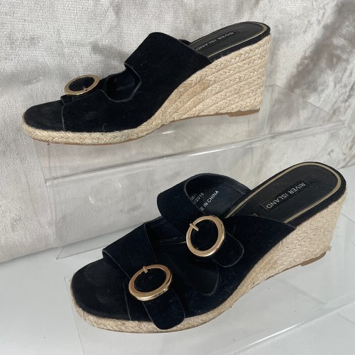 River island black - suede, wedge