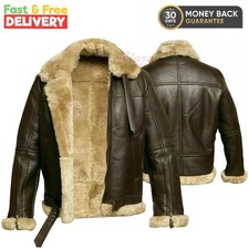 MENS B3 RAF SHEEP SKIN LEATHER AVIATOR BOMBER WINTER FLYING PILOT JACKET COAT