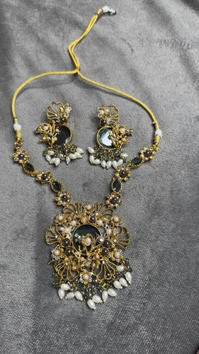 Grey mala set gold pakistani - set,