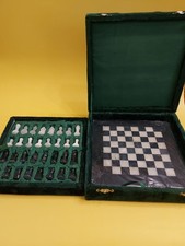 Vintage Marble / Onyx Boxed Chess Set With Board / Tabletop / Decorative