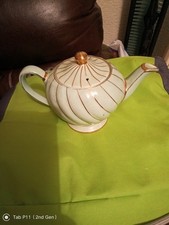 Retro SADLER Vintage  Light Green & Gold SWIRL TEAPOT