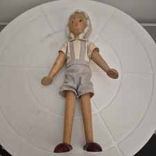 Vintage WOODEN POLISH PEG DOLL 1960s Fair Condition 19.5cm Tall 