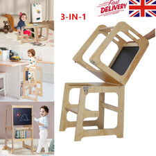Kids Toddler Learning Tower Kitchen Helper Stand Chair Step Stool Convert Desk