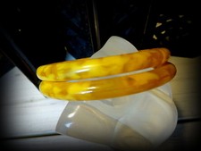 Marbled Bakelite Bangles Pair of Art Deco Simichrome Tested Carved