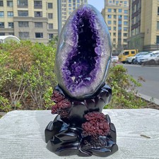 12.16LB  Natural dinosaur egg Original Stone Quartz Uruguay amethyst Mineral+bas