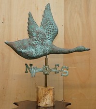 ANTIQUE VICTORIAN VERDIGRIS GREEN CANADIAN GOOSE COPPER WEATHER VANE CIRCA 1880