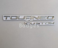 Silver Chrome Rear Tailgate Door Badges for Ford TOURNEO CUSTOM Dechrome 14-21