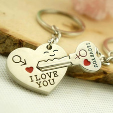 Romantic Gift For Her Him I Love You Keyring Heart Key Lover Couple Key Ring UK