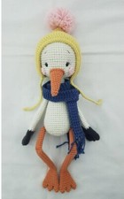 TUNISIAN CROCHET PAPER PATTERN COPY LONG LEGGED BIRD IN SCARF & HAT STORK