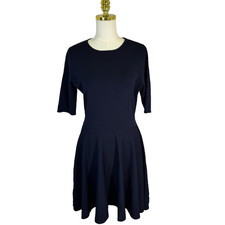 COS Womens M Skater Dress Fit Flare Navy Blue Lagenlook Minimalist Scandi Preppy