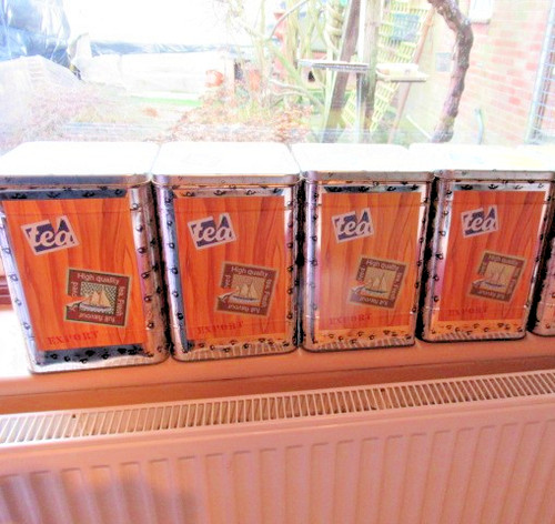 Tin storage tea caddy - storage, x