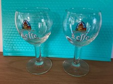 2 Leffe Belgian Beer Glass Chalice Goblet Abbaye de Abdij van Leffe 25cl 8.5oz