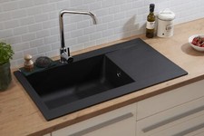 Inbuilt Sink Kitchen Sink Granite Mineralite 86 x 50 Black respekta Denver