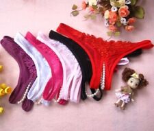 Sexy Thongs Panties Open Crotch Crotchless Underwear Pearl Night Lace G-string