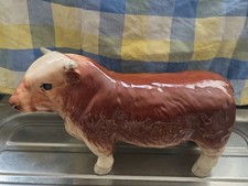VINTAGE 1970s LARGE SIZE BUTCHER'S SHOP DISPLAY CERAMIC HEREFORD BULL