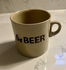 VTG 5 Cent Beer Large Stoneware Mug 1810 Made in England 4 x4in