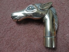 Antique HORSE HEAD Walking Stick Brass Handle FROM TIPPLE FLASK