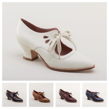 Womens✨Victorian Period 1920S Costume Low Kitten Heels Shoes Lace Up Pumps Court