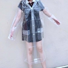 Transparent Long Raincoat Fashion Portable Rain Jacket XL