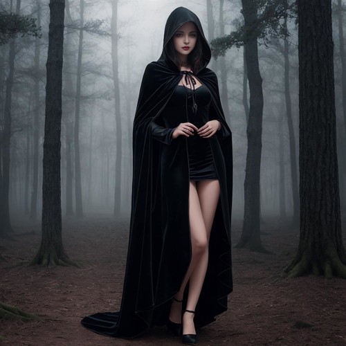 Halloween black long velvet - black,