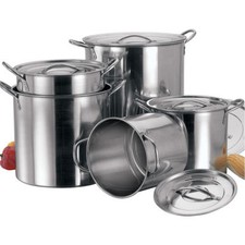 5PC LARGE STAINLESS STEEL CATERING DEEP STOCK SOUP BOILING POT / STOCKPOTS SET