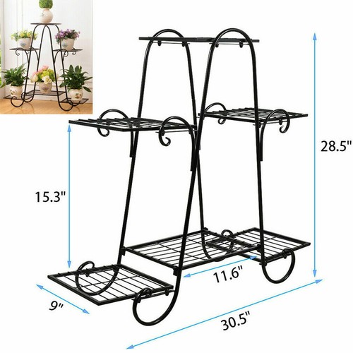 Wood metal plant stand pots - wood,