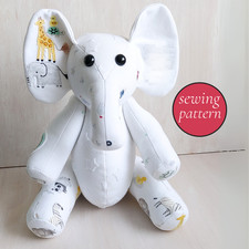 Elephant SEWING PATTERN, teddy