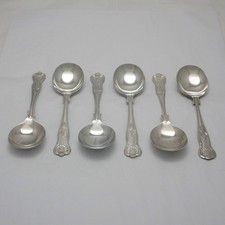 KINGS Design EPNS A1 SHEFFIELD ENGLAND Silver Service Cutlery Six Soup Spoons