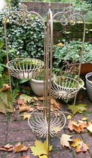A VINTAGE FOLDING IRON PLANTER WHITE ORANGERY GARDEN PLANT DISPLAY STAND