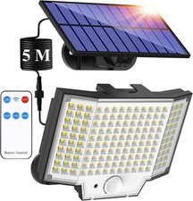 Solar Security Fence Floodlight 3 Modes Motion Sensor 270°Angle 2000LM Cable 5M