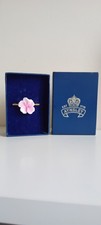 Vintage Aynsley English Bone China Pink & White Rose Bar Brooch In Original Box