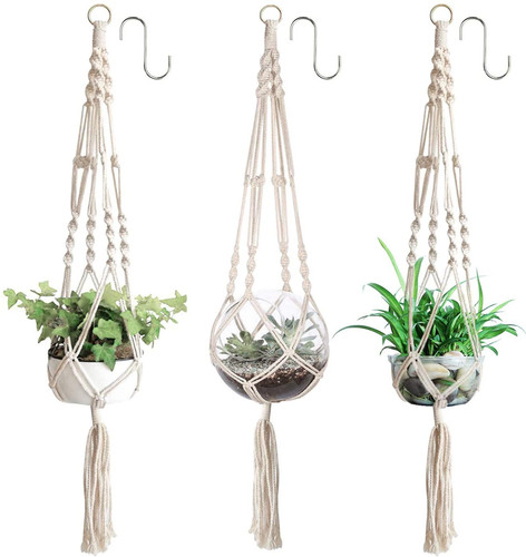 3pc macrame plant hanger - macrame,