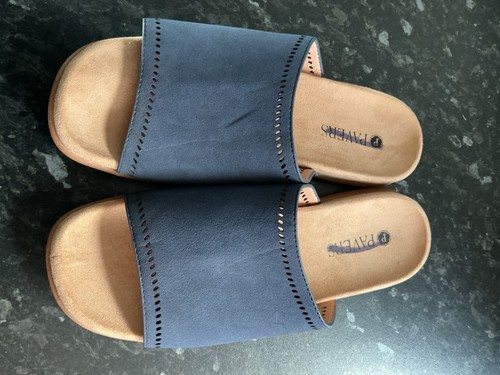 Pavers blue suede flat slip - pavers,