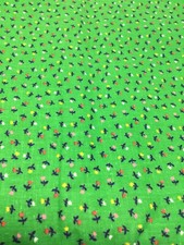 Vintage Kelly Green Tulip Calico Kettle Cloth Fabric 2 2/3 Y Cotton F44