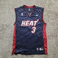 Miami Heat jersey Mens Medium adidas Wade 3 Blue Basketball NBA