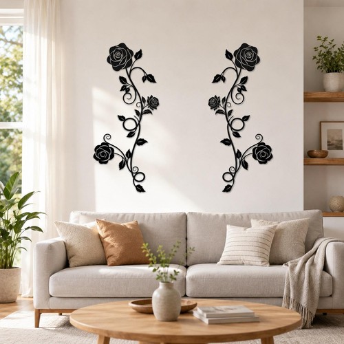 Rose metal wall art - 2x,