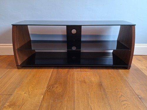 Stand black glass walnut - stand,, glass/walnut