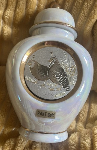 Quail motif urn john - quail,