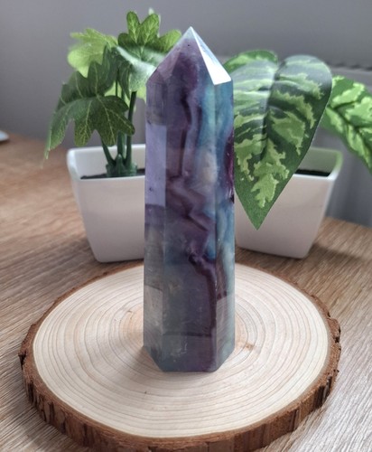 Rainbow feather fluorite tower - fluorite,