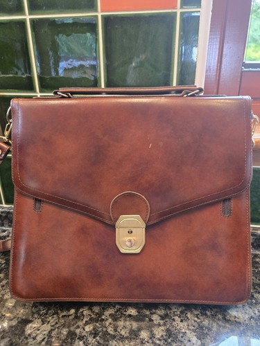 Vintage brown leather satchel - vintage,