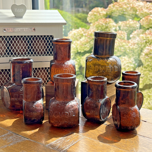 Antique bovril jars - antique, glass