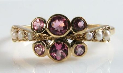 9ct gold pink tourmaline - gold,