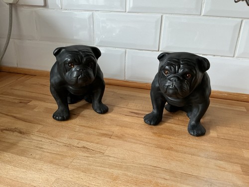 Pair 1920s pottery bull - 1920s,