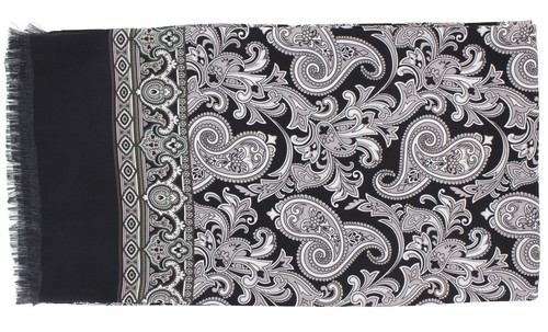 Black with grey paisley silk - with,