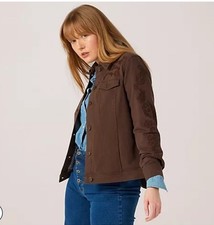 Denim & Co. Limited Edition Embroidered Denim Jacket Size Large Brown New