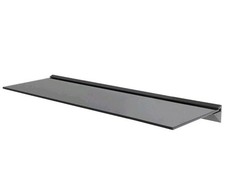 Mahara Black Glass Floating Shelf Extra Strong Long 60cm Wide Wall Mounted - New