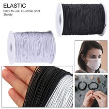 Round Elastic Cord Black / White Hat Face Masks Sewing Beading Crafts 1mm/2mm