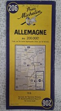 Vintage Michelin Map 206: Allemagne/Germany (Stuttgart, Ulm, Konstanz).
