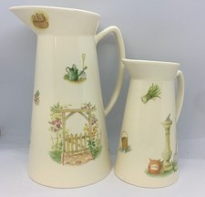 Vintage Aynsley Edwardian Kitchen Garden jugs. 15cm & 21cm