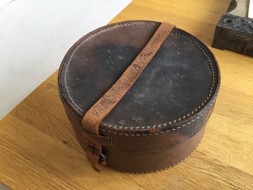 Antique leather collar box - antique,